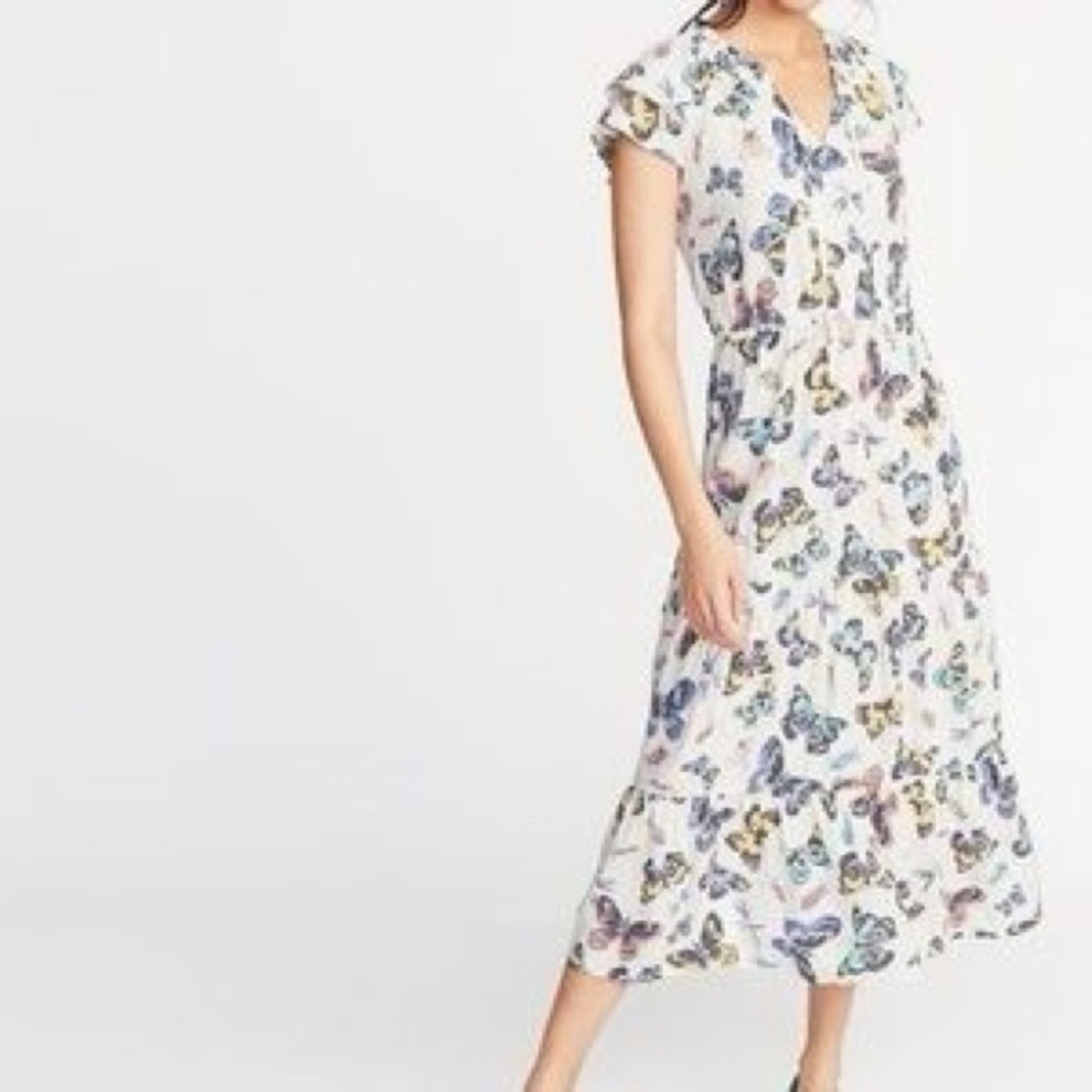 🆕 Old Navy Butterfly Dress With Ruffle Sleeves Size Medium